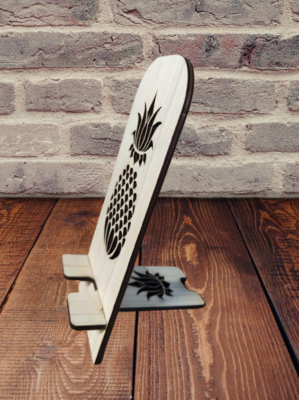 Support Téléphone en Bois - Design Ananas