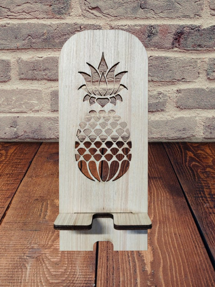 Support Téléphone en Bois - Design Ananas