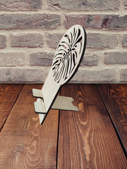 Support Téléphone en bois - Design Monstera