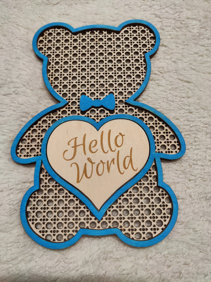 Carte étape bébé - tableau première année avec ours gravé et cœurs mensuels personnalisables