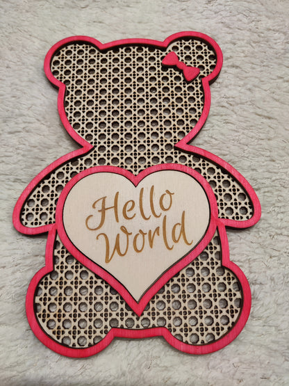 Carte étape bébé - tableau première année avec ours gravé et cœurs mensuels personnalisables