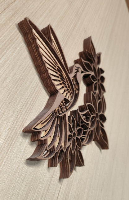 Oiseau Floral en 3D - Décoration murale